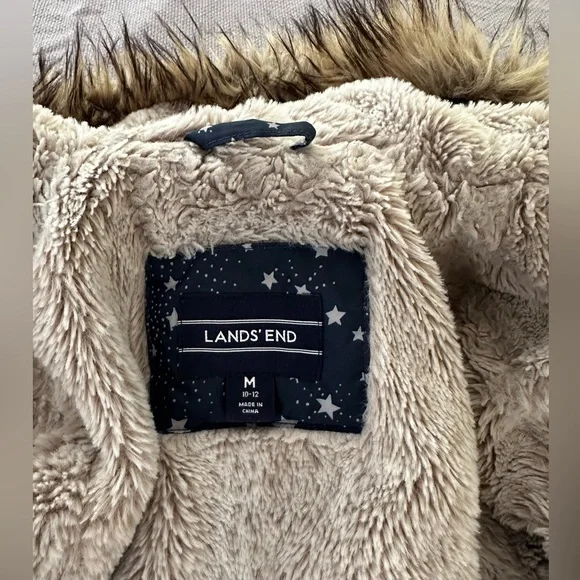 Lands End girls winter coat navy with stars szM 10y-12y - Picture 5 of 6